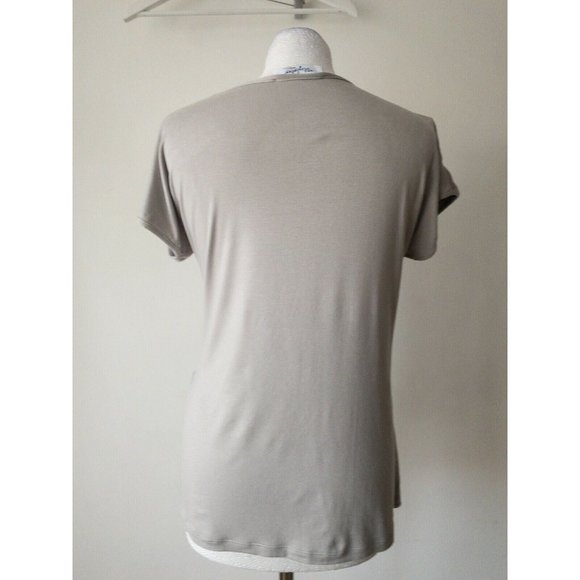 Mink Colour Satin Type Jersey Contrast Top Size 10 Asymmetric Wrap - Picture 3 of 4